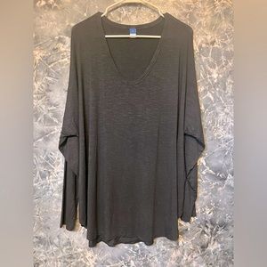 Old Navy black scoopneck drop shoulder 3/4 sleeve rounded hem blouse top 2X